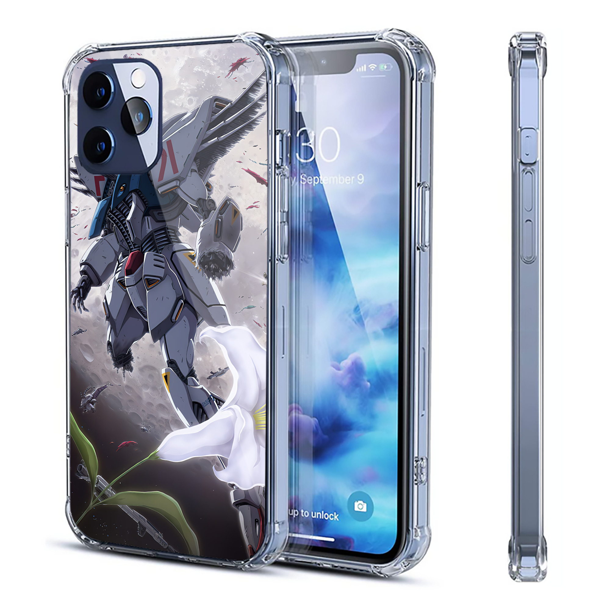 （画像用） 機動戦士ガンダム Mobile Suit Gundam 【iPhone 12シリーズ対応】透明スマホケース（クリアソフトケース）